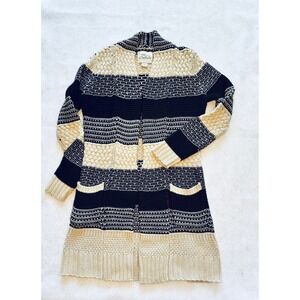 Bob Timberlake Long Duster Cardigan‎ Sweater Knit Open Front Pockets XS